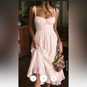 Ruffle Hem Cami Plain Midi Dress- in Pink size US medium